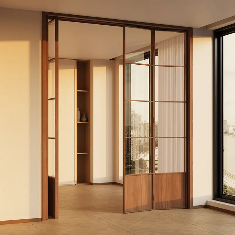 Porte pliante classique en bois de noyer – Alliage titane-magnésium, durable pour les intérieurs de maison 1