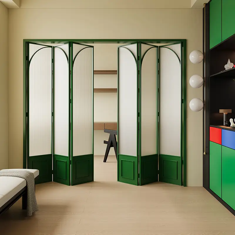 Porte-fenêtre pliante de luxe à la française avec placage en noyer pour salon et balcon 1