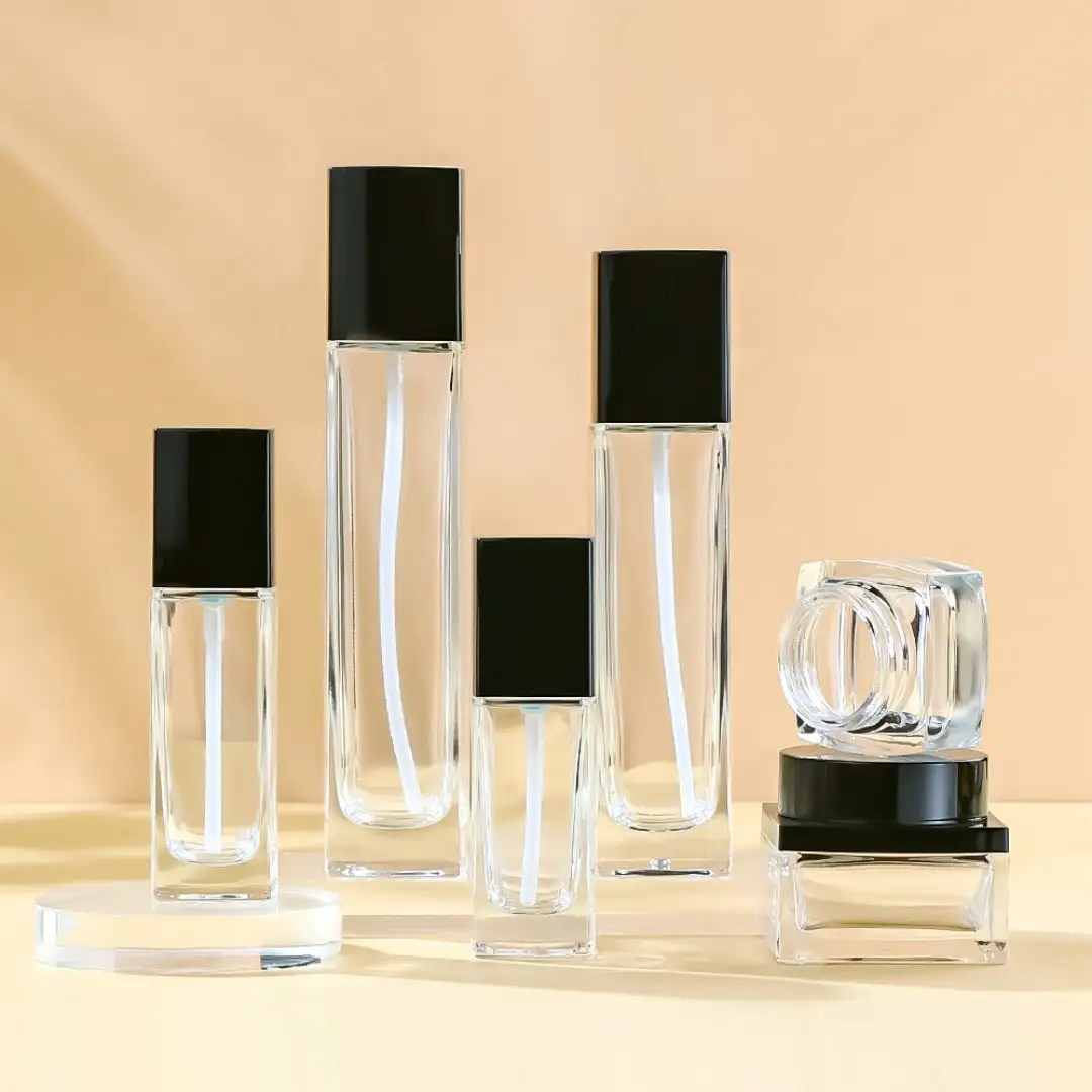 مجموعة زجاجات فاخرة لمستحضرات التجميل مع قطارة وعلبة كريم | شركة تصنيع عبوات العناية بالبشرة 1