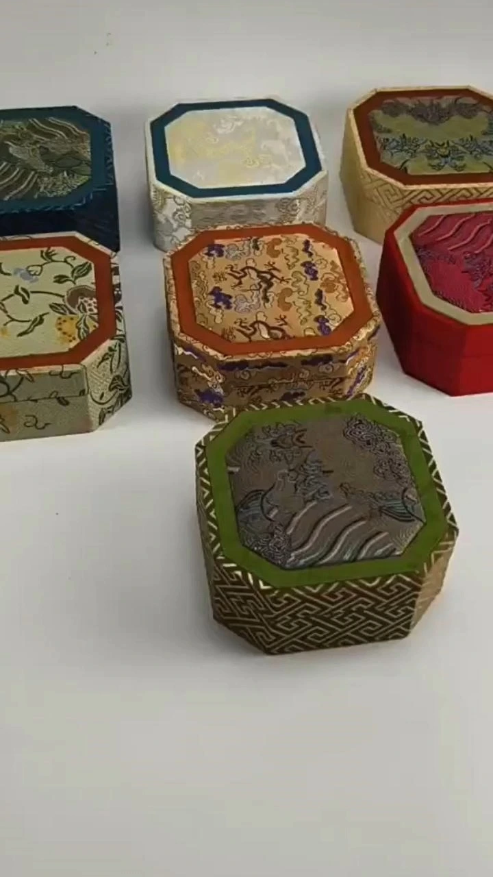 Joyero octogonal de seda bordada | Estilo tradicional chino | Para pulseras, cuentas y objetos de colección 1