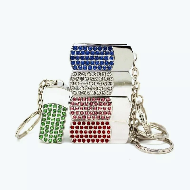 Rotating Metal USB Flash Drive with Crystal Design 1