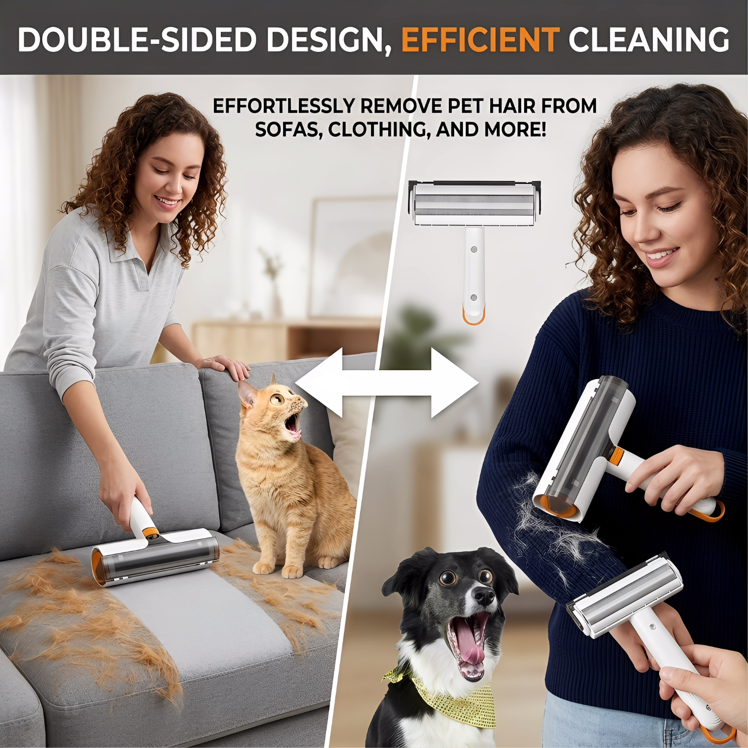 ROADREIGN - Brosse antistatique pour poils d'animaux | Brosse double face pour une maison sans poils 3