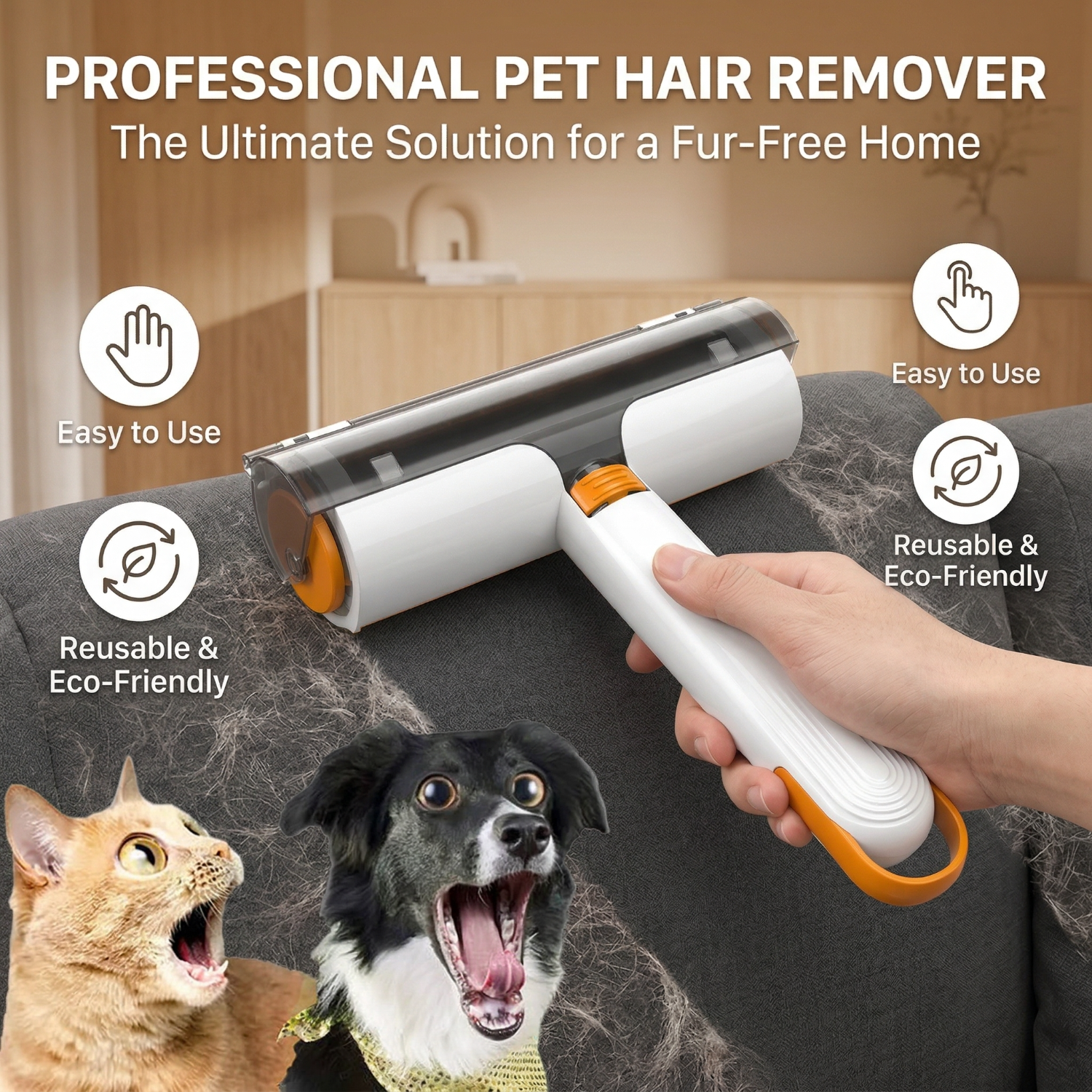 ROADREIGN - Brosse antistatique pour poils d'animaux | Brosse double face pour une maison sans poils 4