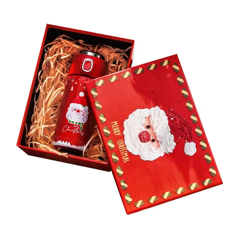 علب هدايا من الورق المقوى الصلب قابلة لإعادة التدوير مع غطاء لأكواب الترمس والأقداح - علبة هدايا عيد الميلاد 1