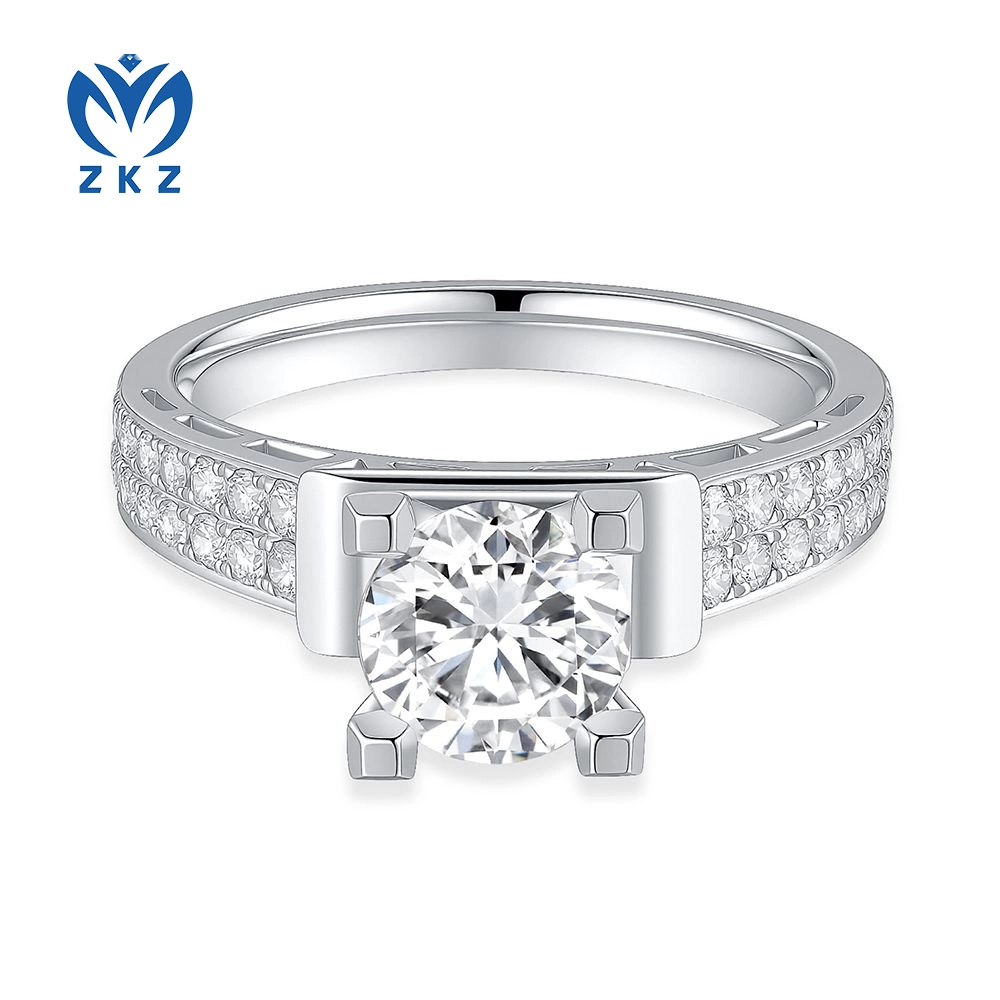 1.057ct DE VS Round Cut Full-Cut Engagement Ring 18K White Gold Iron Tower Size US 6 ZKL-34 1