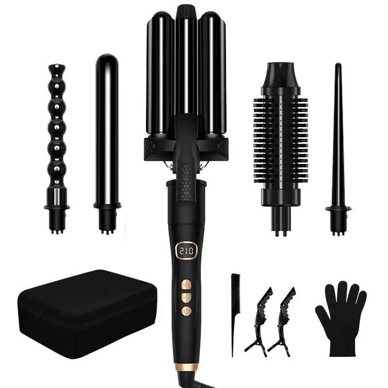 FP-318 Professional 5-in-1 Interchangeable Curling Iron Set Multi-Styler with 3-Barrel Waver 1