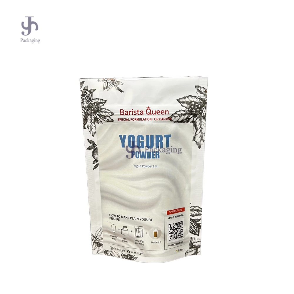 كيس قابل للوقوف من رقائق الألومنيوم لمسحوق الزبادي | كيس قابل لإعادة الإغلاق مطبوع حسب الطلب 1