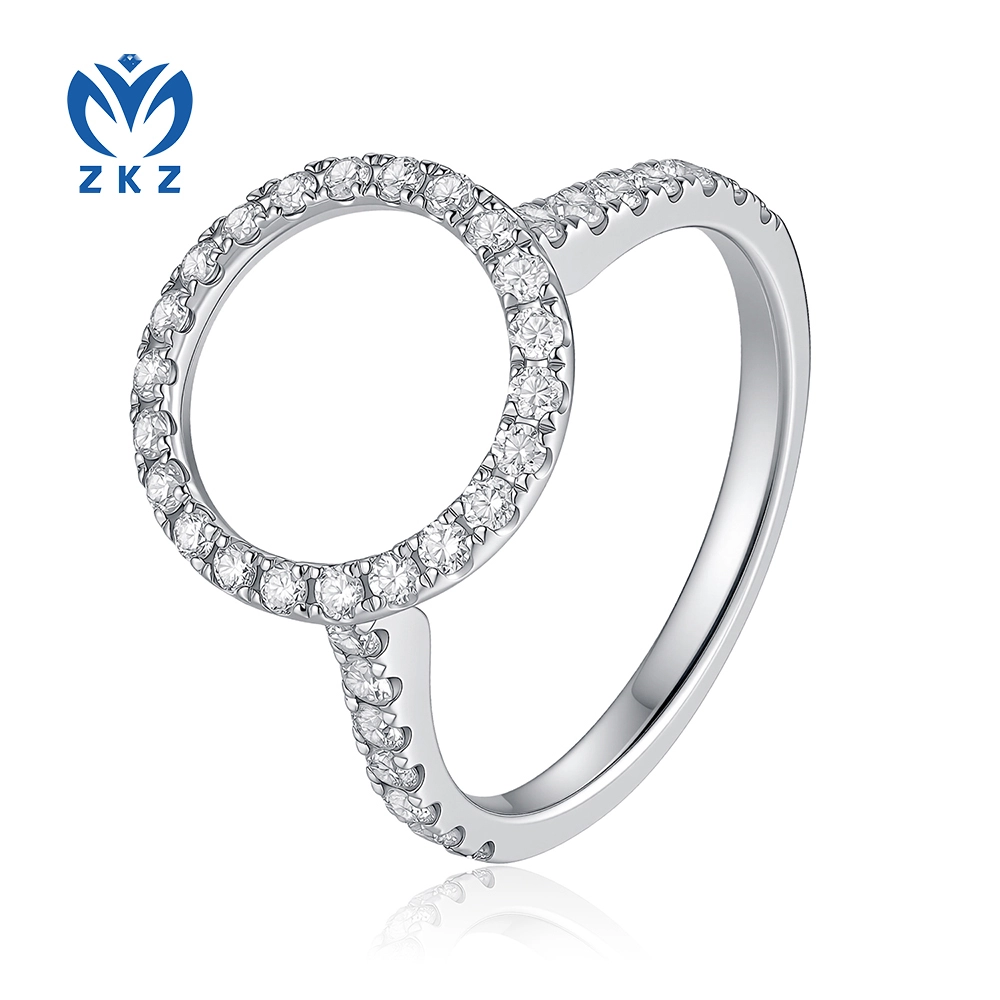 18K White Gold Interlocking 1.01ct VVS DEF Full-Cut Engagement Ring Size US 6 ZKL-45 1