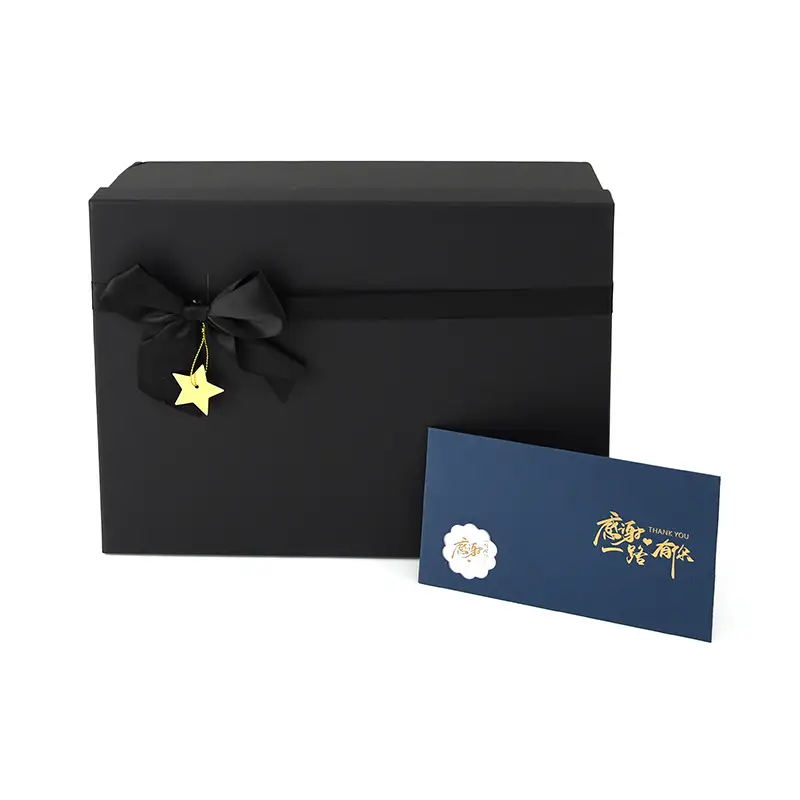 Black Paper Gift Box Lid Recyclable Kids Present Eco 1