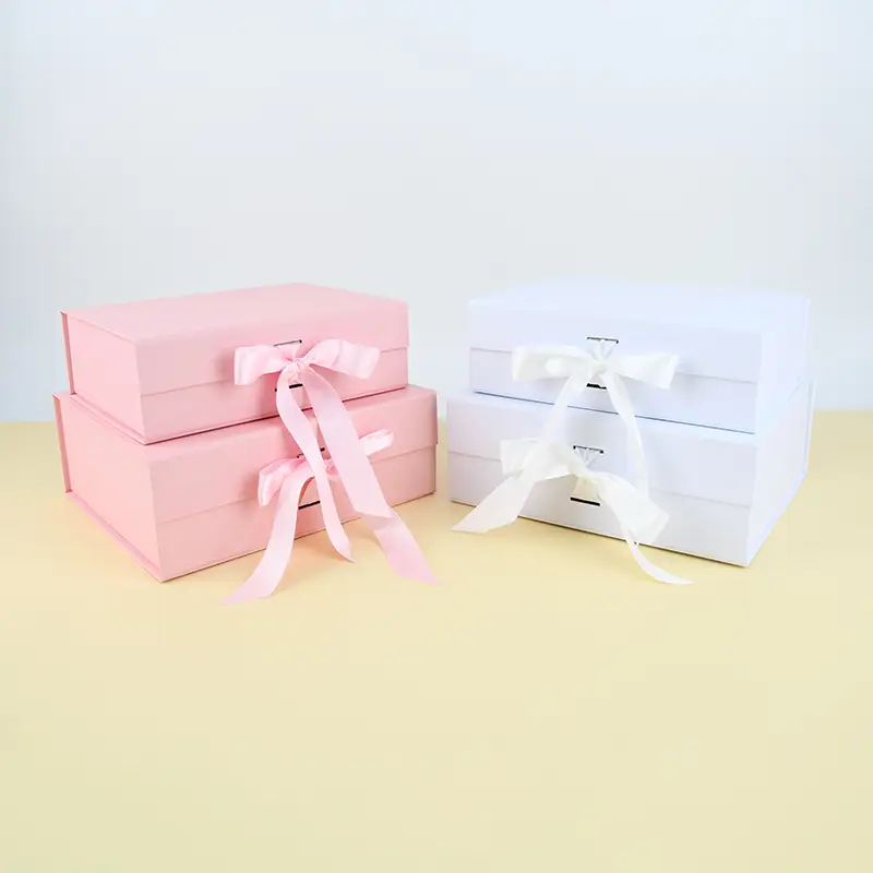 Foldable Paper Gift Box Ribbon Eco Friendly Wholesale Pack 1