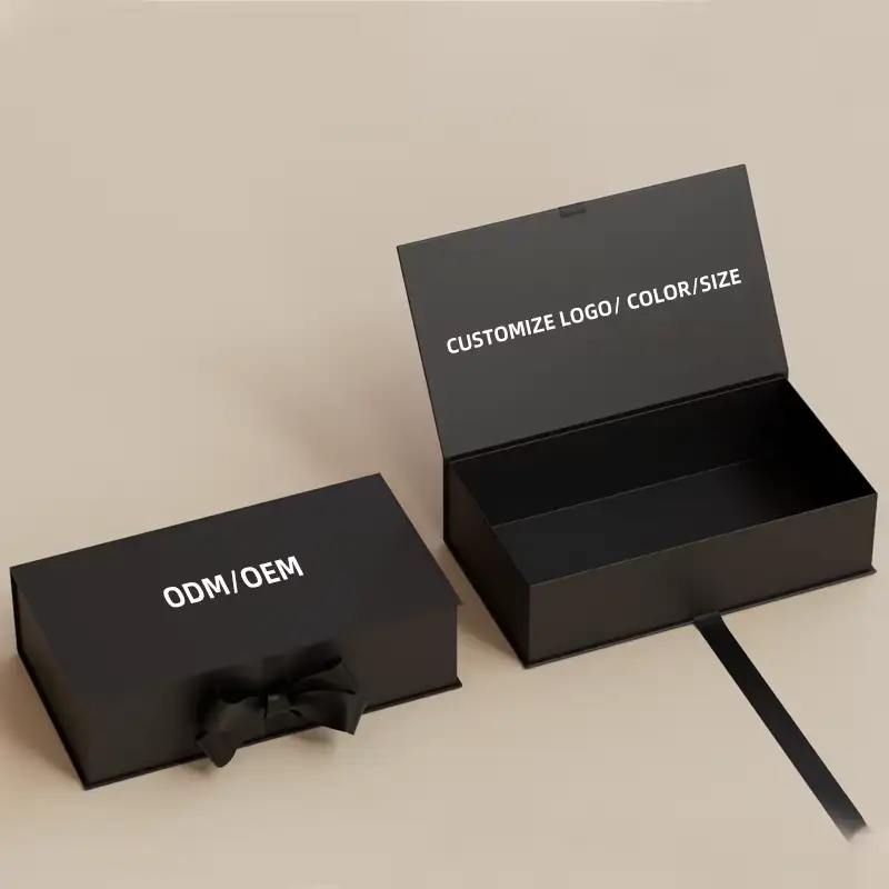 Boîte d'emballage pour vêtements et chaussures avec fermeture magnétique, en papier d'art recyclable, logo/graphisme personnalisé 1