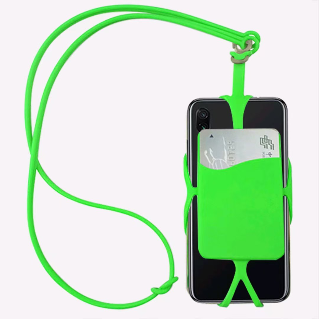 Silicone Phone Back Case Card Holder with Lanyard Sling Necklace Strap ...