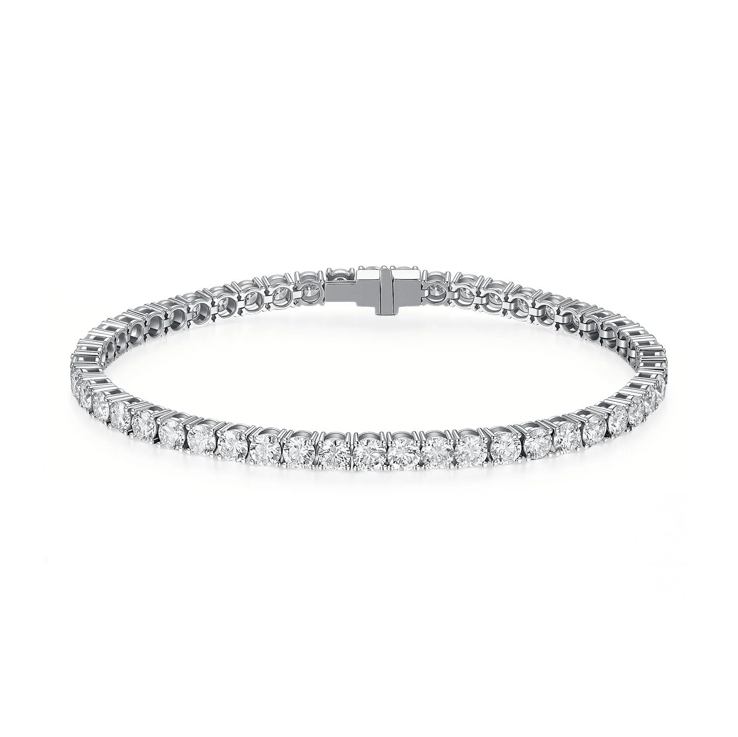 6.055ct Lab Diamond Bracelet DEF VVS 18K White Gold Full Diamond Tennis Bracelet Round Cut ZKZ-Br04 1
