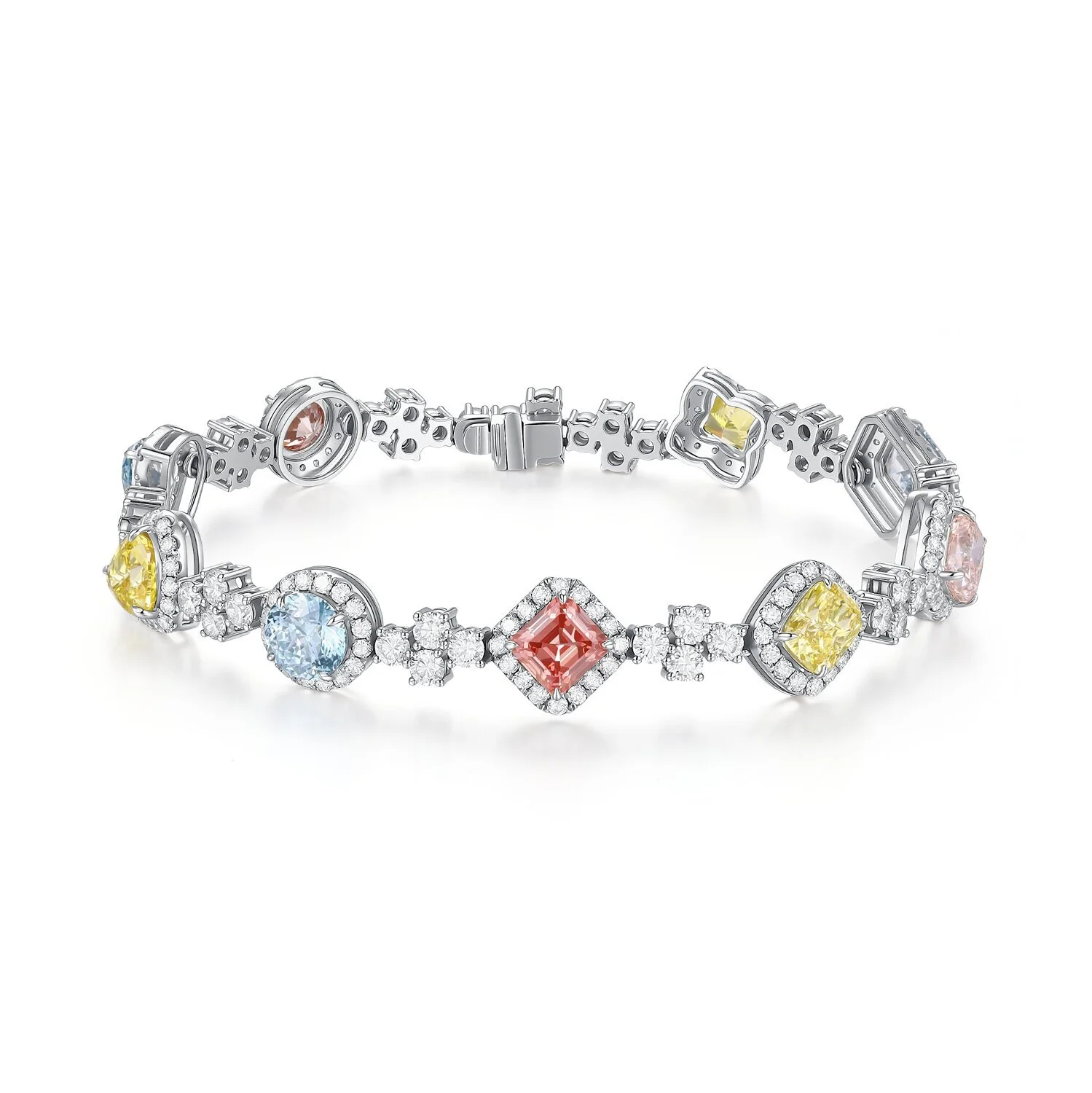 14.19ct Lab Diamond Bracelet Light Pink Cushion High Quality Luxury Bracelet VS PSL1004 1