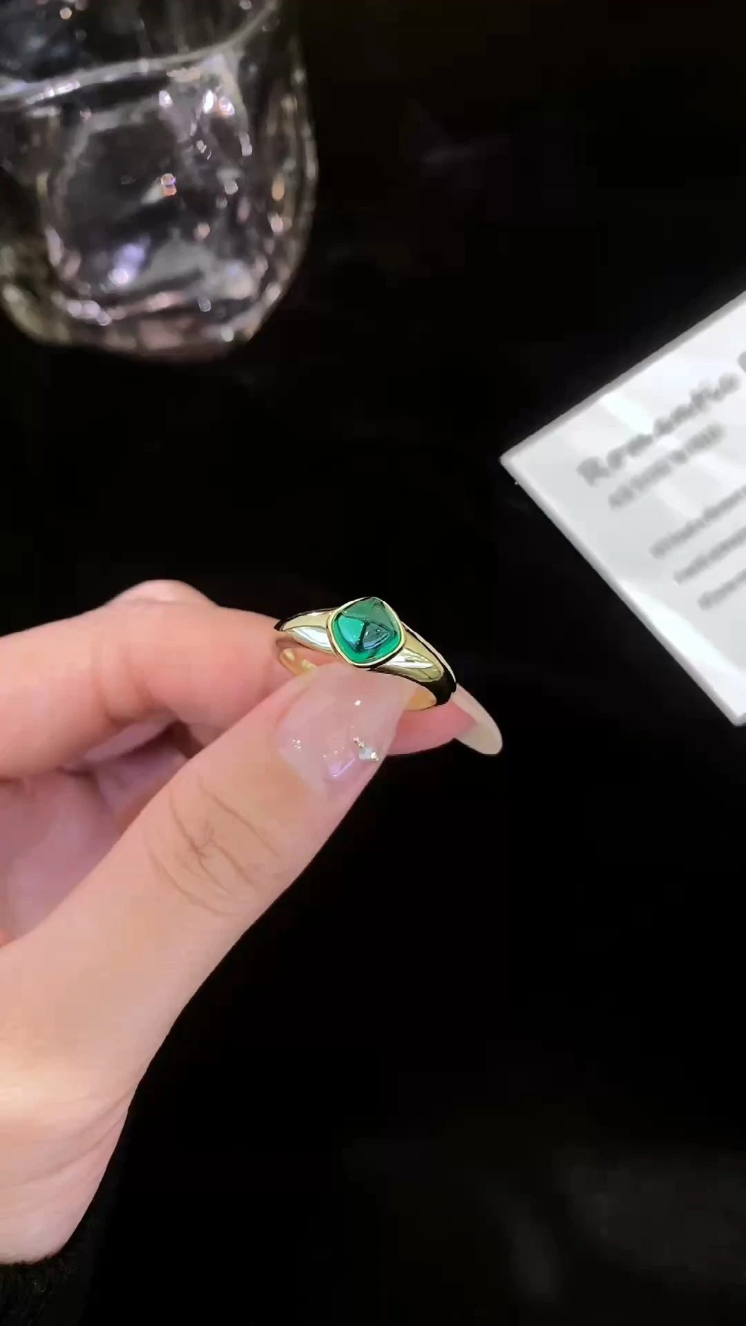 S925 Silver Ring Gold Platedt with 6 * 6mm Emerald Sugar Tower Ring for Women Engagement Birthday Gift 1