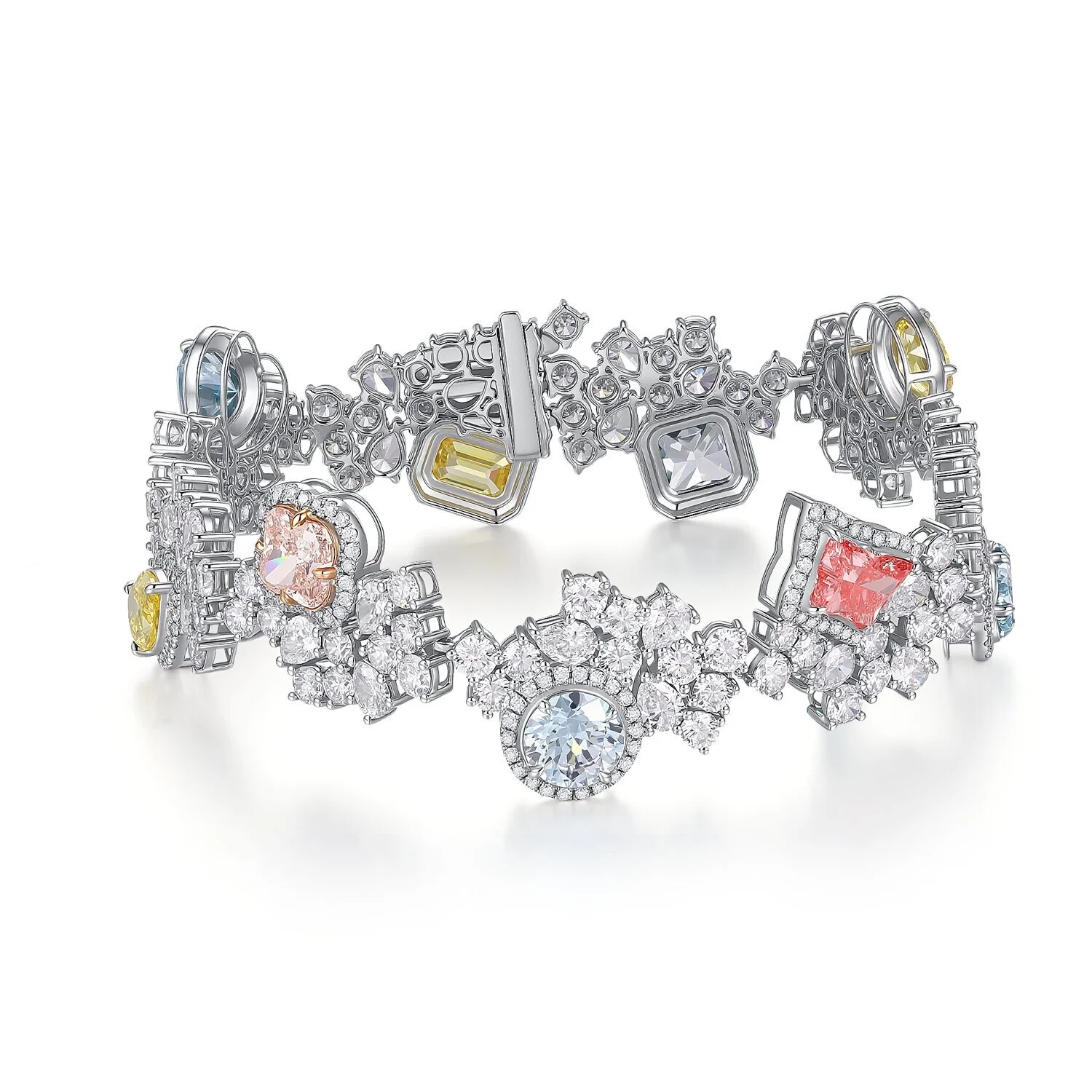 18K White Gold 23.39ct Lab Diamond Bracelet Blue Radiant High Quality Luxury Bracelet VS-VVS ZKCZ236 1