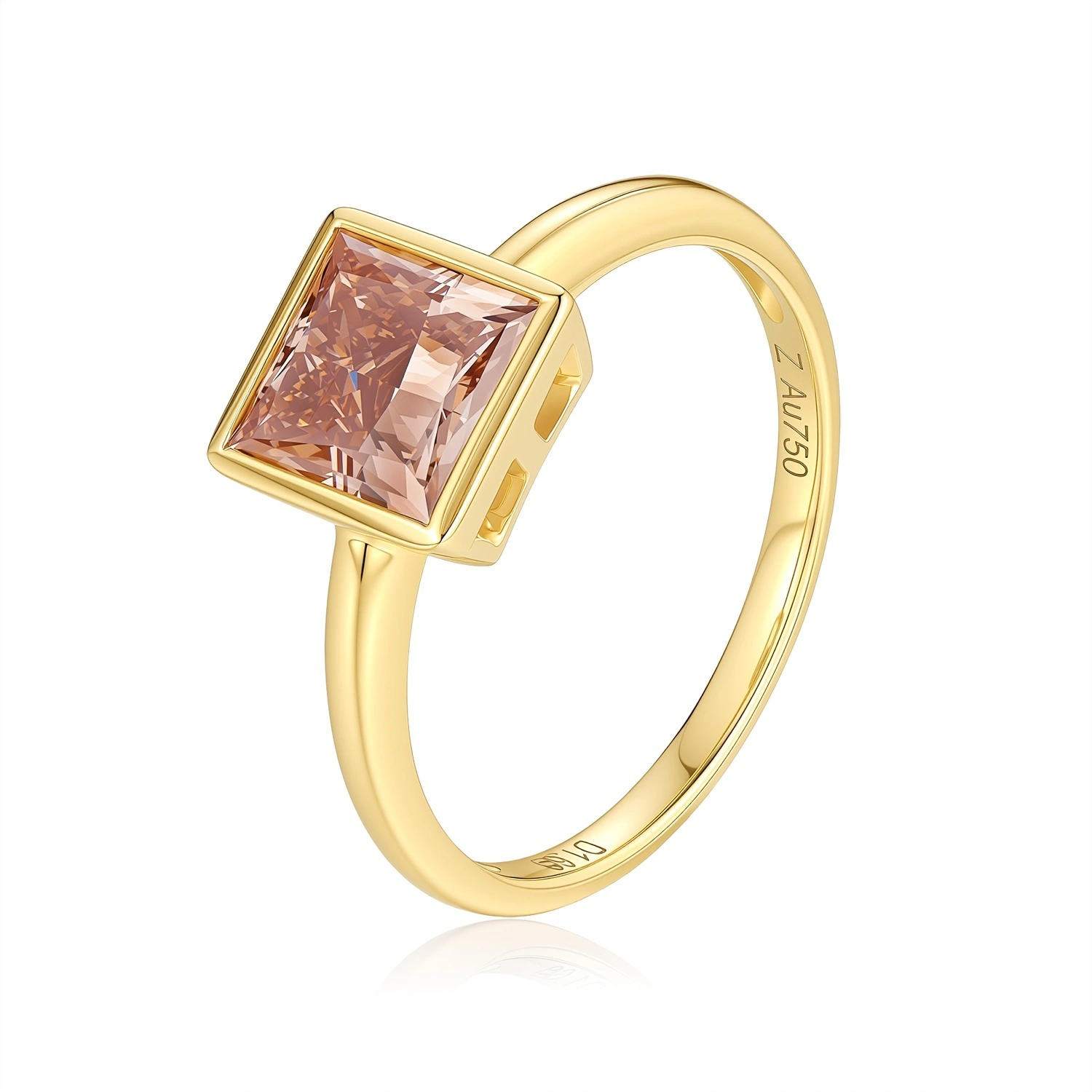 Pink Lab-Grown Diamond Princess-Cut VS Clarity Diamond Ring In 18K Yellow Gold 1.66 Ct Size US 6 ZKFZ056 1