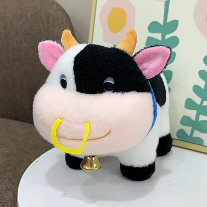 Mario Kart World Cow Plush Toy - Cute Dairy Cow Stuffed Animal with Bell 1