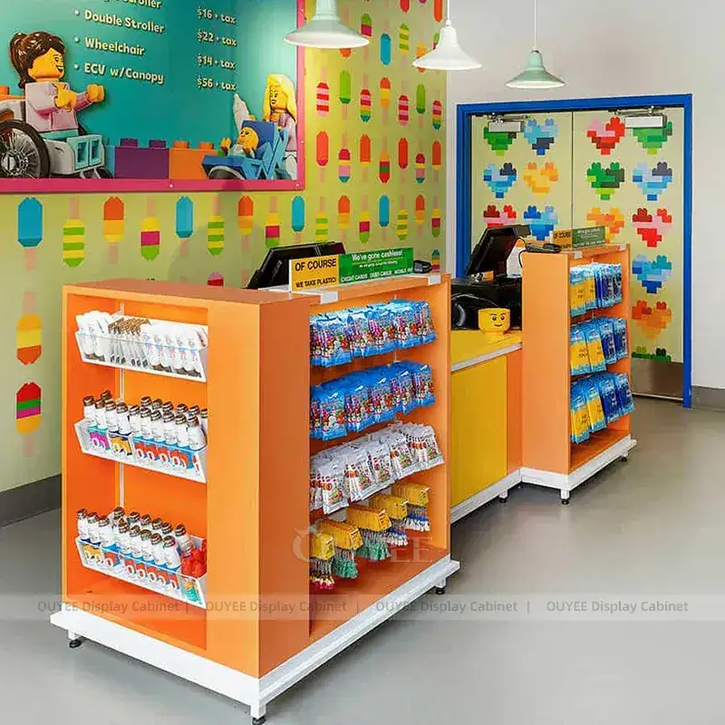 Colorful Toy And Souvenir Store Fixtures With Themed Gondolas And Service Counter 1