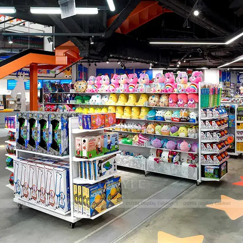 White Candy And Gift Store Gondola Fixtures With High-Capacity Shelving 1