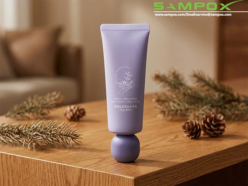 Matte Purple PE Hand Cream Tube 40g 35mm with Spherical Cap and Nozzle 1