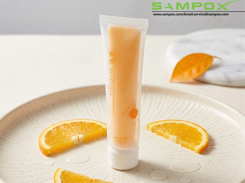 Transparent Dual-Chamber PE Body Cream Tube 40g+40g 35mm 1