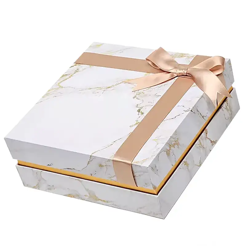Luxury Recyclable Square Cardboard Thanksgiving Gift Box for Makeup with Glossy Lamination and Ribbon 1