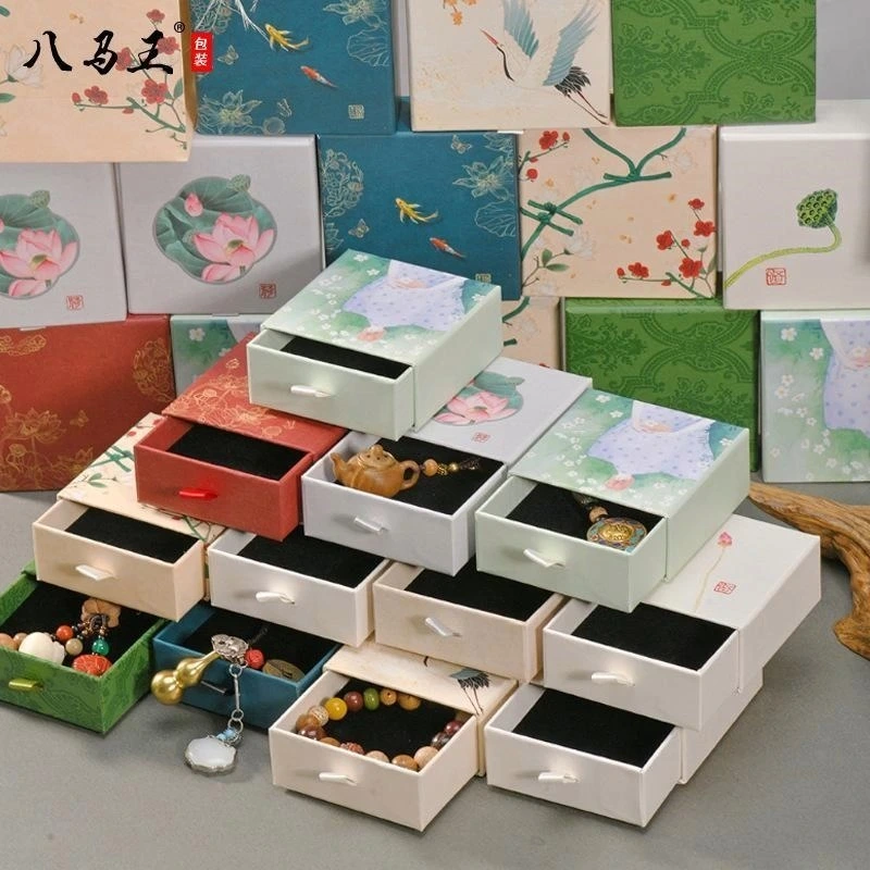 Caja de joyería tradicional china con cajón, elegante caja de regalo extraíble para joyas y accesorios. 1