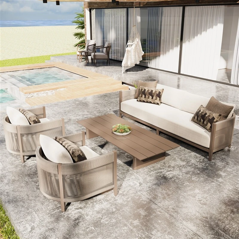 Defaico ResortRope Outdoor Patio Aluminum Lounge Seating Set 1