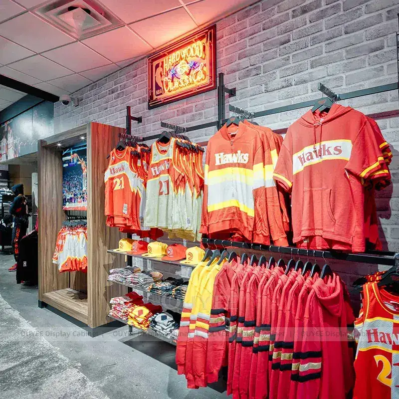 Team Merchandise Store Fixtures With Cap Wall And Jersey Feature Displays 1