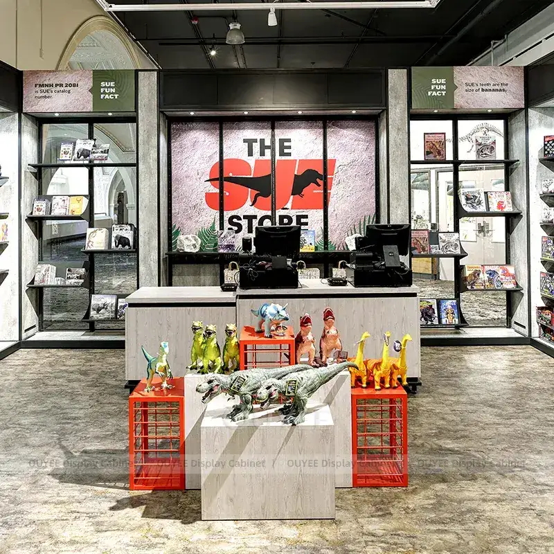 Sports Memorabilia Store Fixtures With Front Cash Wrap And Display Gondolas 1