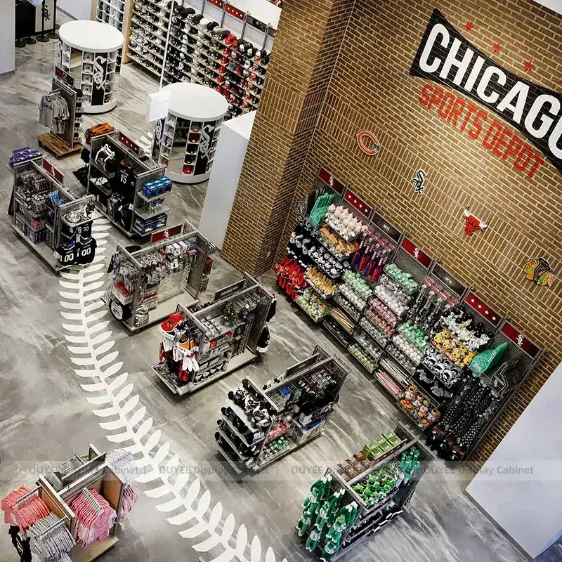 Baseball Team Store Fixtures With Cap Towers And Jersey Display Walls 1