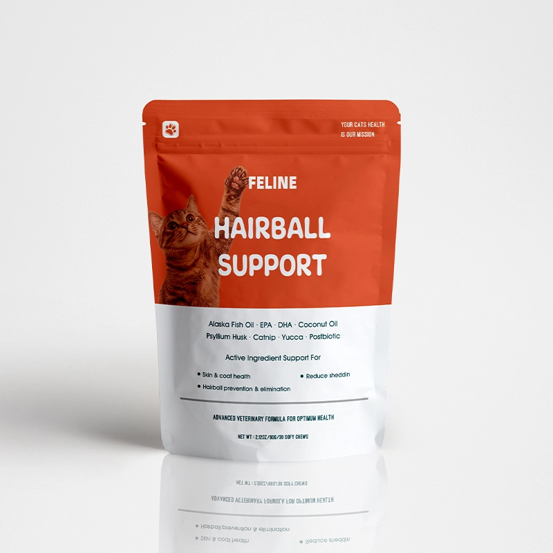 Natural Digestive Relief Skin Coat Supplement for Feline Hairball Control Bag 1