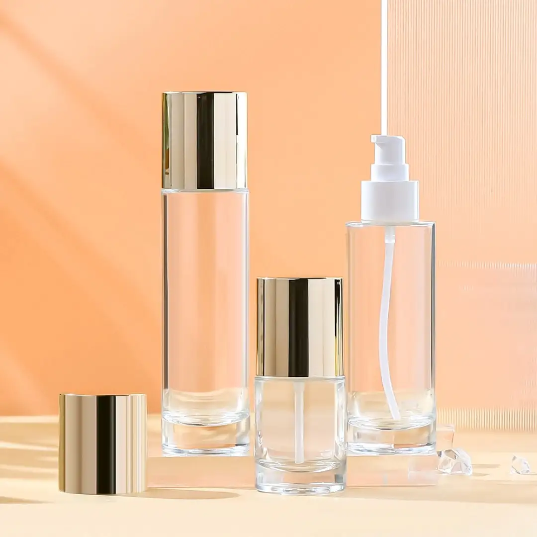 Роскошные стеклянные флаконы для лосьона с помпой | Производитель косметической упаковки 1