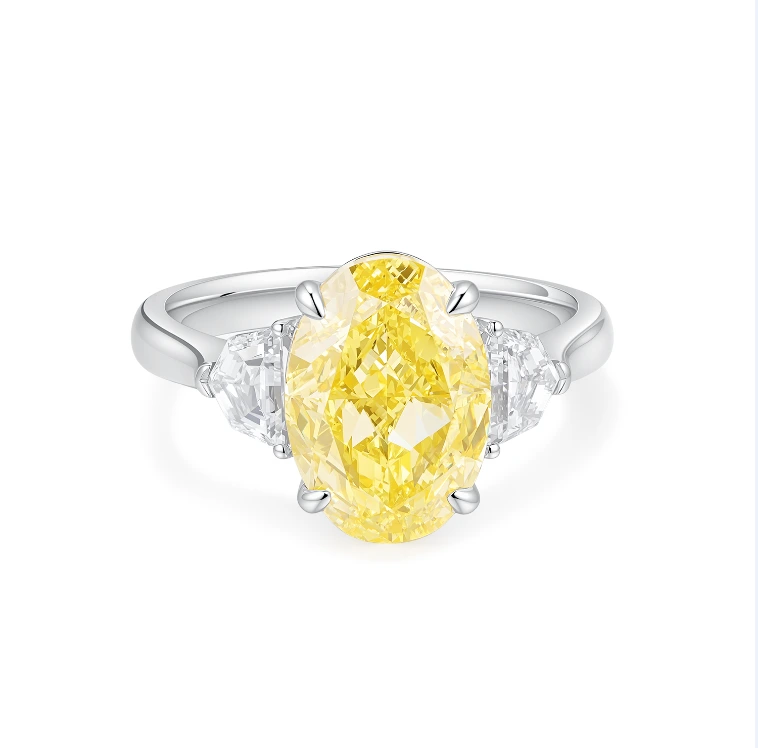 PT950 4.01CT Yellow  VS2 Lab-grown Oval Cut Diamond Ring Size US6, ZKHZ025 1