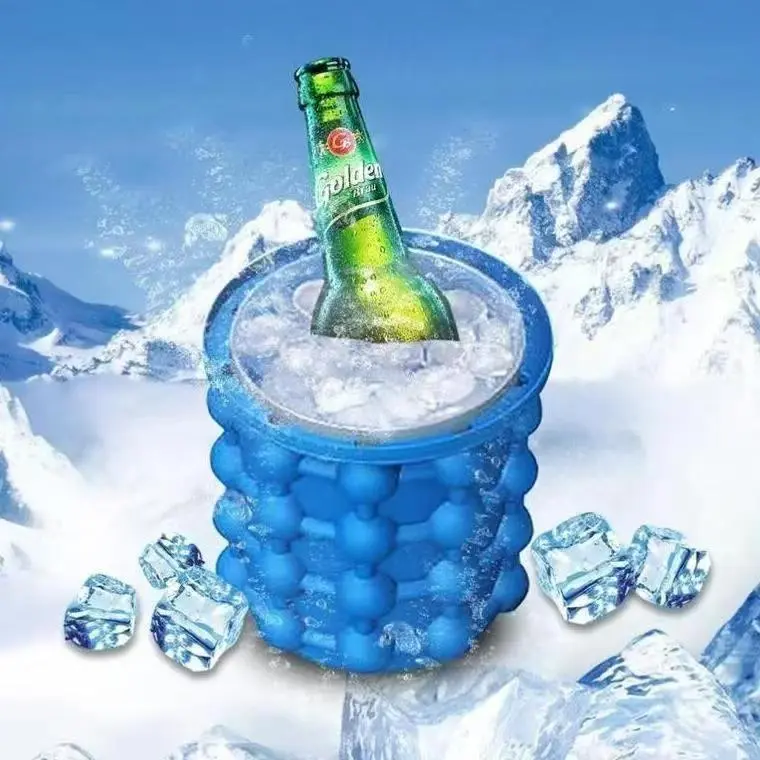 Silicone Ice Bucket Ice Cup with Lid Press Type Easy Release Ice Trays Ice Cube Mold for Frozen Cocktail, Whiskey 1