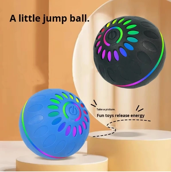 ROADREIGN -Electric Automatic Bouncing Ball Cat & Dog Toy Self-Entertaining Boring-Relieving Colorful Luminous ABS Material 115g 1