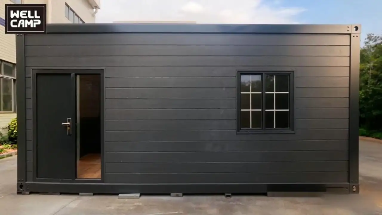 Charcoal Grey Prefab Modular Container Unit Camp - Perfect for Office & Accommodation at Oil Fields & Construction Sites with Doors & Windows 1