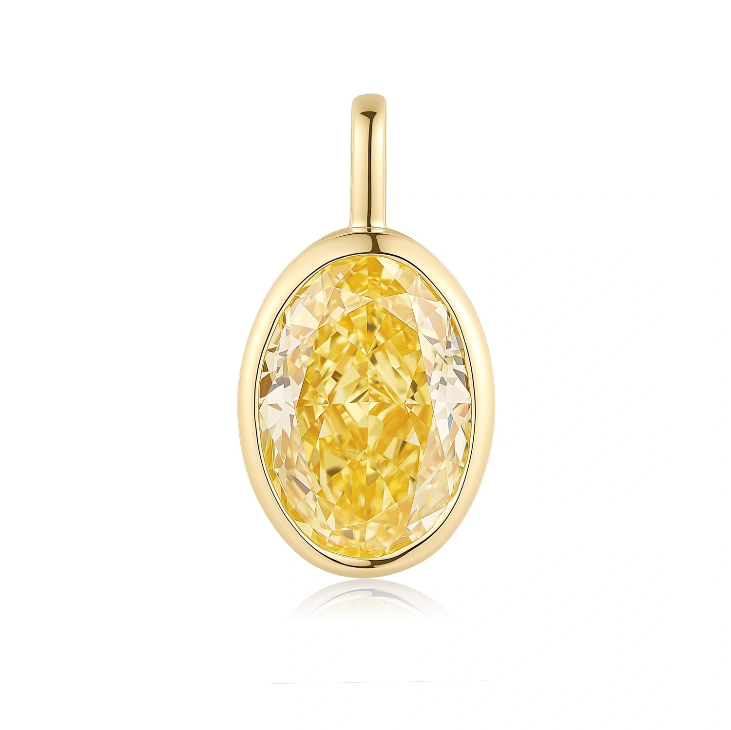 Lab Grown Oval-Cut VS Clarity Yellow Diamond Set In Yellow Gold Pendant Main Stone 2.02ct ZKHZ014 1