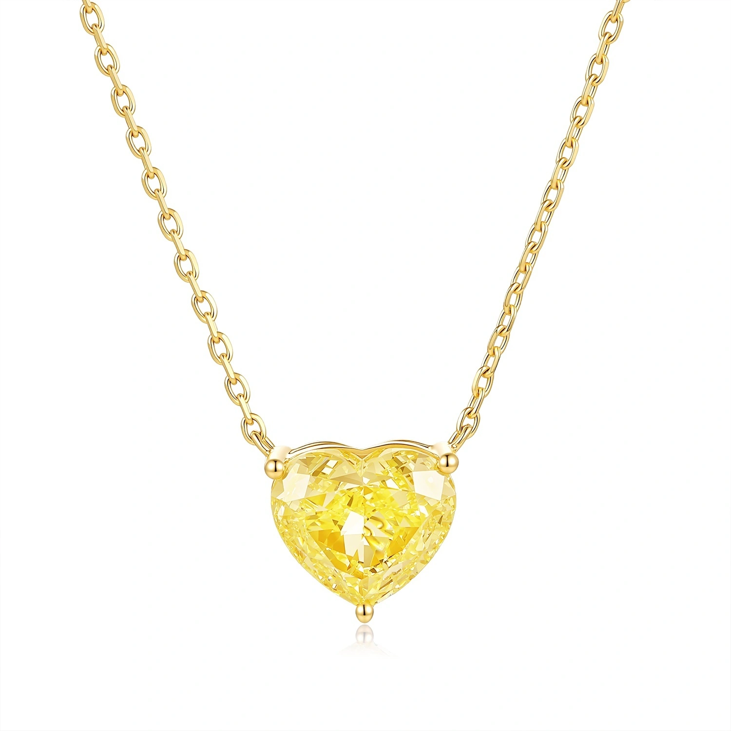 18K Yellow Gold Heart-Shaped VS Clarity Lab-Grown Yellow Diamond Necklace 2.06ct ZKHZ015 1