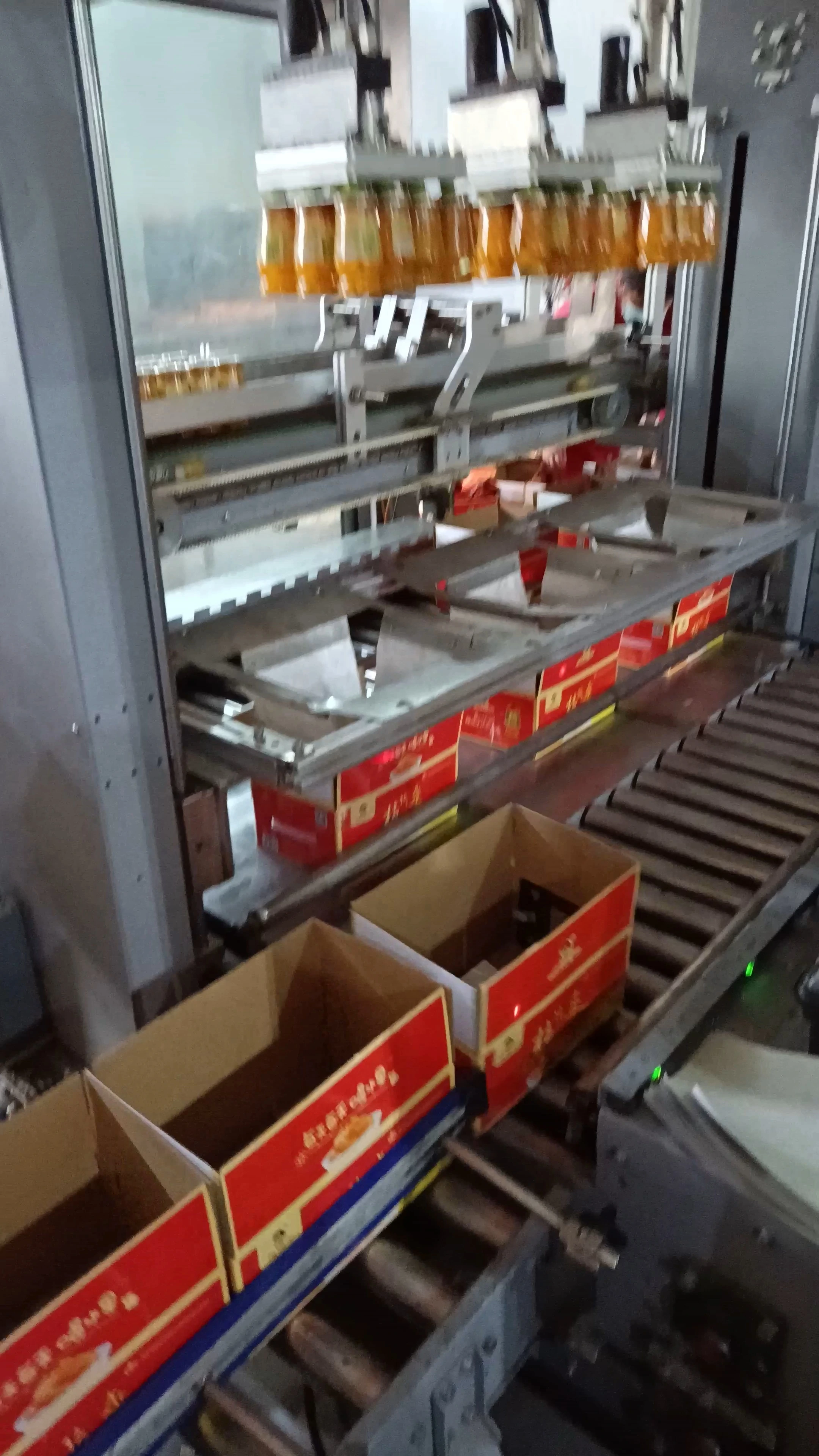 Confezionatrice automatica per la presa e l'aggancio di vasetti di vetro per frutta - Serie WKD-CZX (a tripla testa) 1