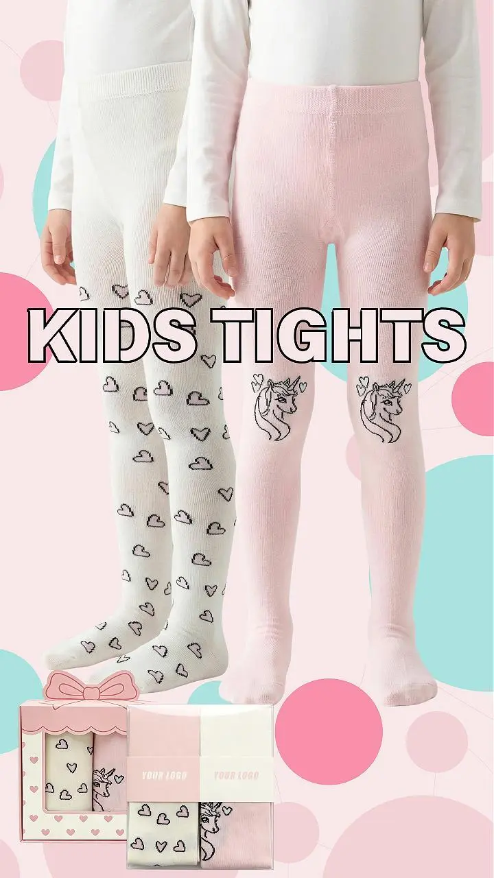 Custom Cute Heart Pattern Kids Tights for Girls Student Tights Breathable Knitted Anti-Pilling Spring Autumn HY-T-048 1