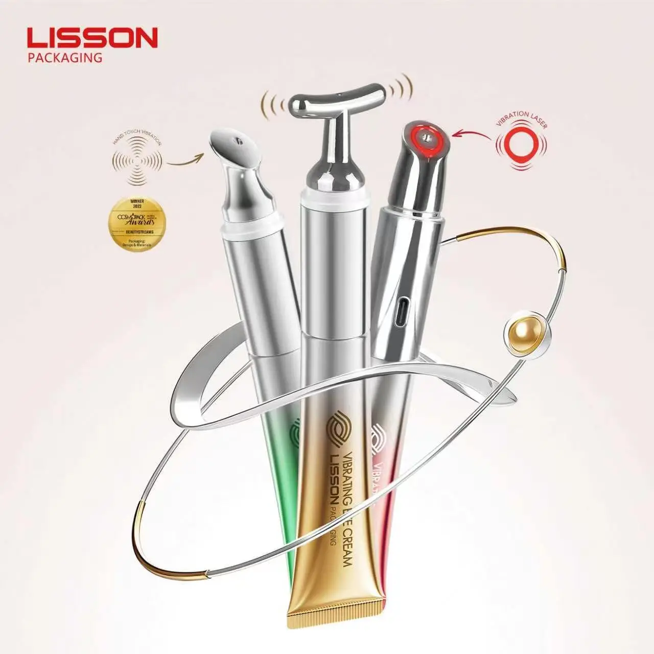 Micro-Current Vibrating Eye Cream Tube with Cooling Metal Applicator 1