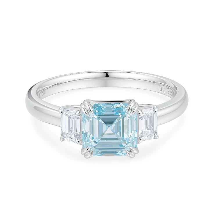 18K White Gold Asscher Cut 1.78ct VVS2 Luxurious Lab Grown Diamond Ring US 6.75, P001L44 1