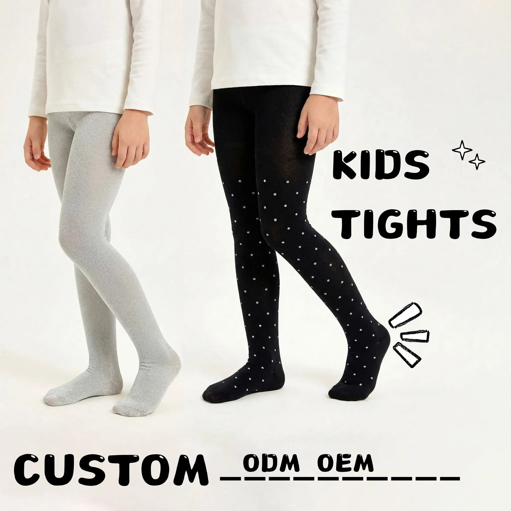 Custom Knitted Breathable Kids Lurex Tights Anti-Pilling Party Pantyhose for Girls HY-T-050 1