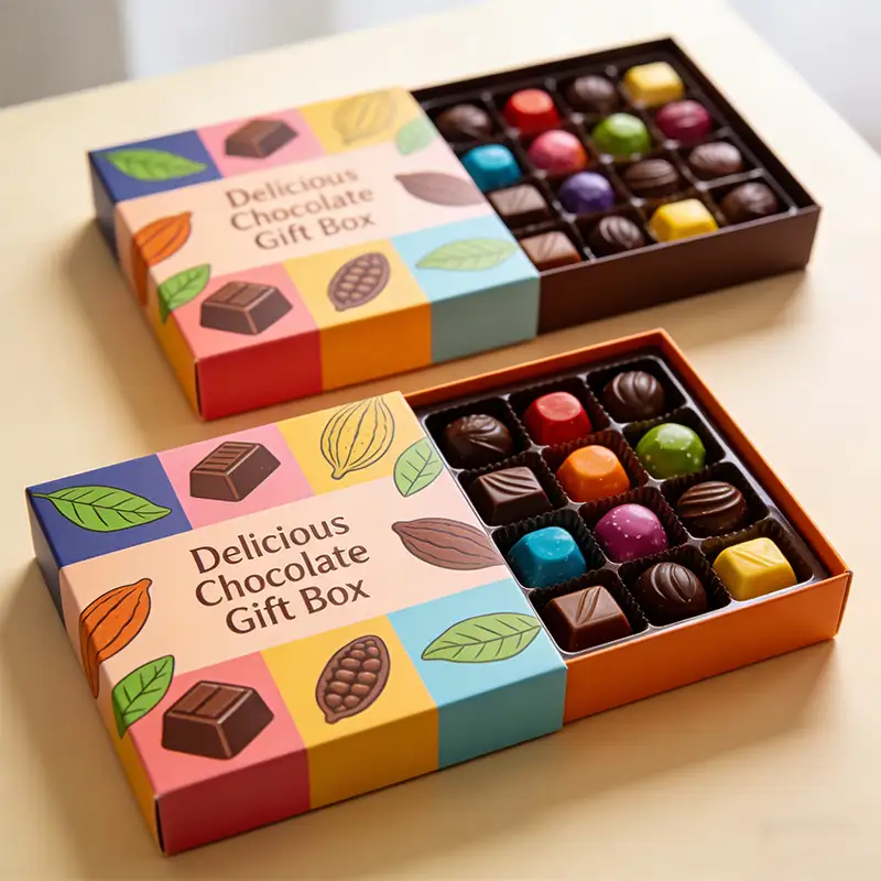 Custom Logo Recyclable Square Corrugated Board Coffee & Chocolates Gift Boxes-Wholesale Packaging for Rigid Sweet Chocolate 1