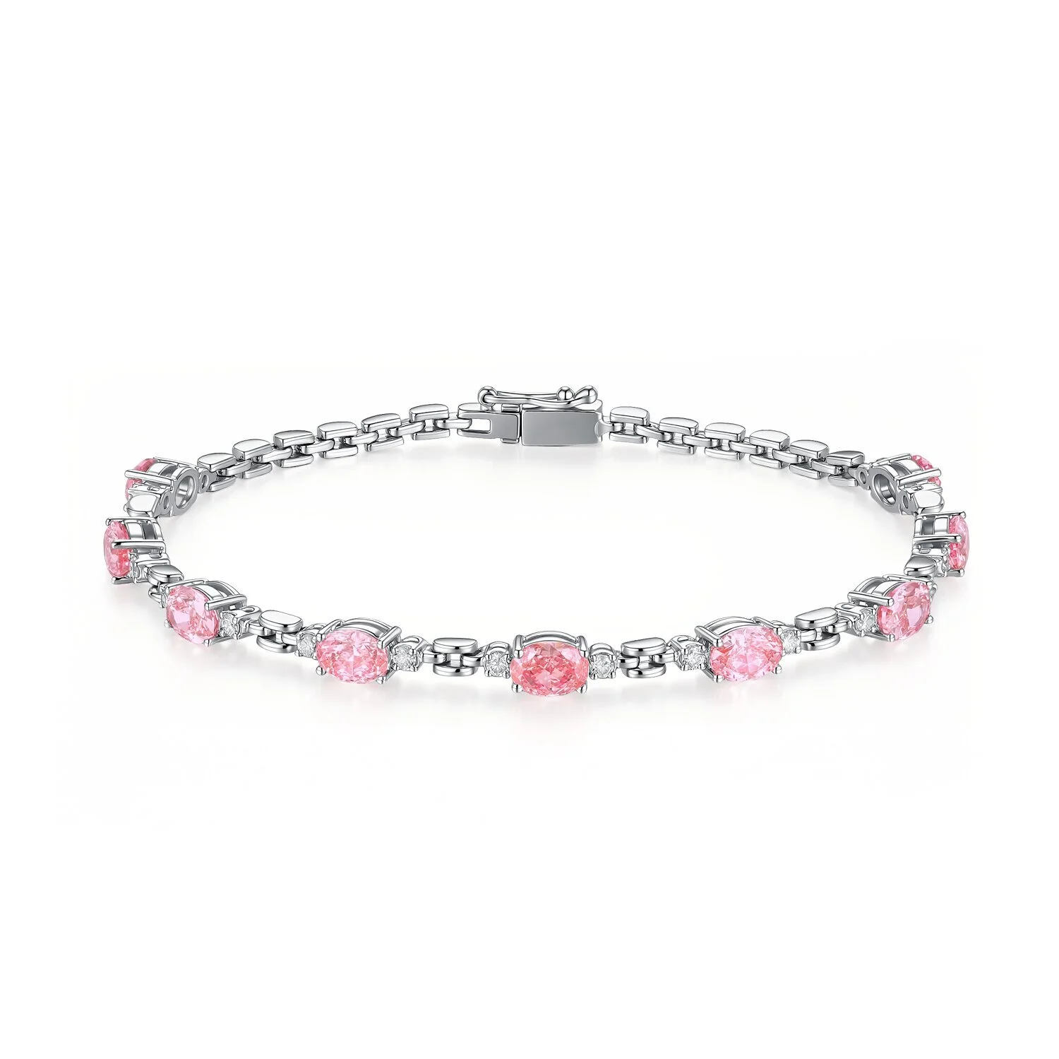 3.41 carat PT950 material VS clarity, oval-cut pink laboratory-grown diamond classic chain bracelet ZKCZ243 1