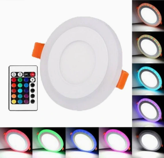 LED dual-color panel lights, LED segmented panel lights, blue-white acrylic downlights, surface-mounted round minimalist design 1