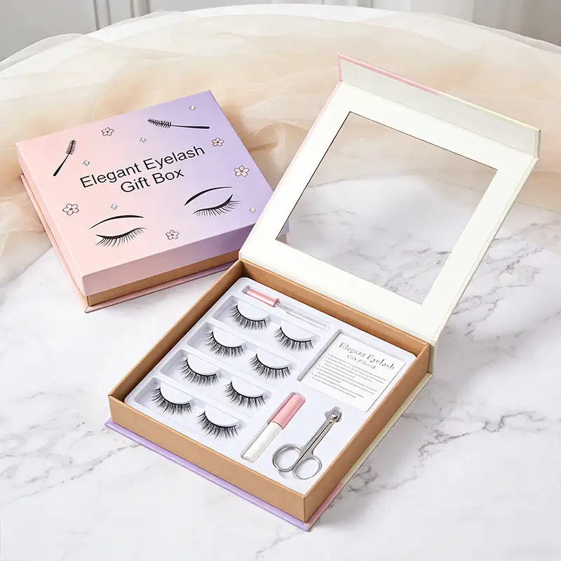 Custom Logo Recyclable Makeup Boxes with Matt Lamination & Embossing for Lash Supplies False Eyelashes Gift Packaging 1