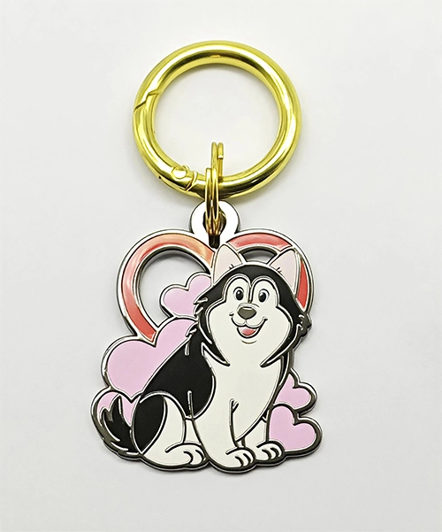 Custom Made High Quality Gold Keychain With A Heart Shaped Puppy Pendant 1